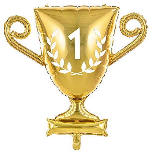 DekoHaus Folienballon Pokal 64x61 cm – Gold Trophäe Ballon mit Aufdruck Nr. 1, Siegerpokal, Partydeko, Helium & Luft, wiederverwendbar