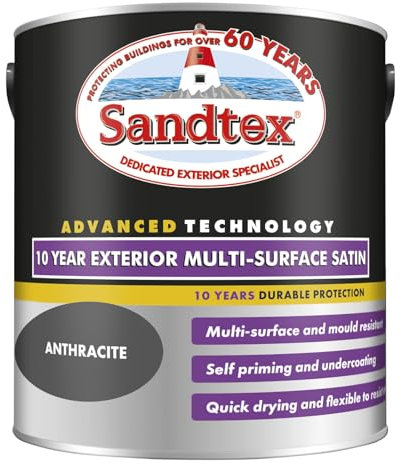 Sandtex 10 Year Multi Surface Satin Paint 2.5l Anthracite