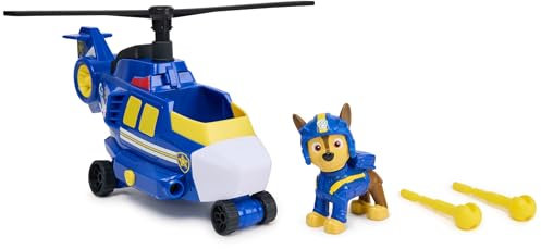 PAW PATROL Air Rescue - Chases Polizei-Rettungshubschrauber mit Geschoss-Abwurf und Chase Spielfigur (Basis Fahrzeug), Spielzeug für Kinder ab 3 Jahren