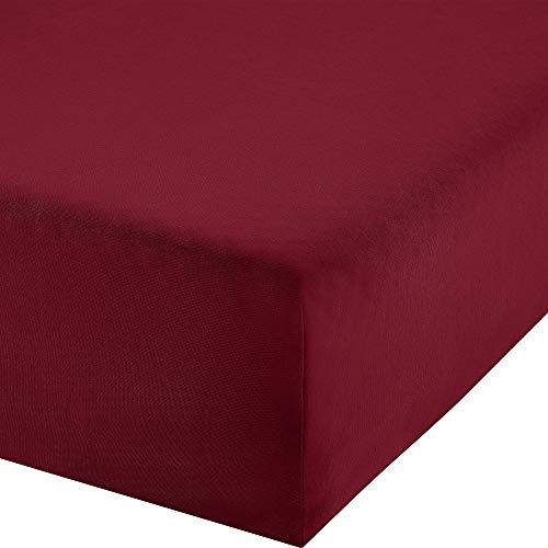 Erwin Müller Boxspring-Spannbettlaken Murnau Single-Jersey - weinrot Größe 90x190 cm - 100x200 cm - bis 35 cm Höhe geeignet, atmungsaktiv, strapazierstark