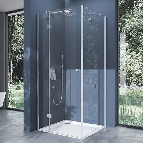 doporro Cabine de Douche en Angle Transparent 90x80x190cm Paroi de Douche Montage Réversible Porte Pivotante Rectangulaire Ravenna05