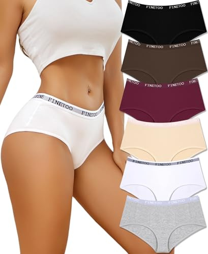 FINETOO Culotte Femme Coton Slip Ceinture De Sport sous Vetements Feminins Taille Basse Culottes Coton pour Femme Lot Sexy Chic Bikini Slips Lot De 6 (M)