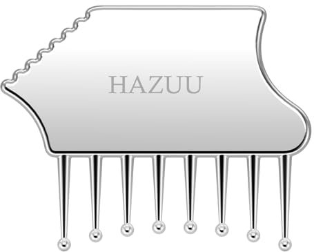 HAZUU Tragbares Kopfhaut-Massagegerät aus Edelstahl - Guasha-Schabewerkzeug für Kopf, Nacken, Schultern, Beine und Arme - ideal für wohltuende Linderung (Comb Shape)