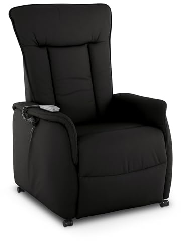Raburg Fernsehsessel mit Aufstehhilfe, Relaxsessel mit Liegefunktion, elektrisch mit Fernbedienung, 2 Motoren, Taschenfederkern/Komfort-Polsterung, bis 120 kg, Leder/Kunstleder, Marie, Schwarz