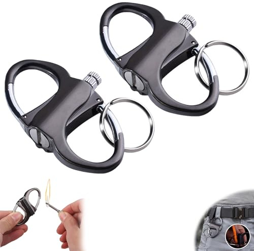 Porte-clés Briquet Allume-Cigare, Porte-clés Briquet,Nouvelle Allumette en métal 2025 pour l'extérieur, la Voiture et la Maison (Black*2PC)