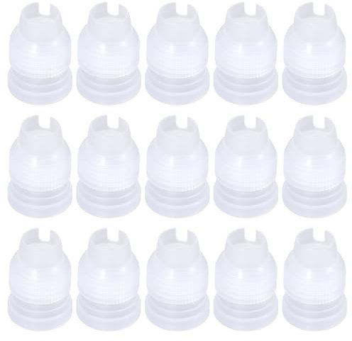 15PCS Piping Bag Couplers, Transparent Piping Bags Tips, Plastic Pipe Tip Coupler for Piping-Bags and Icing Nozzles, Small Piping-Tip Holder for Cake Decorating, Reusable Cake Decorating Supplies
