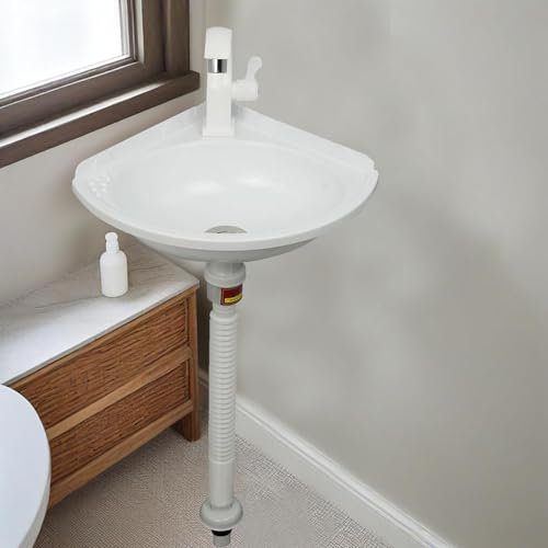 Lavabos de Montaje en Pared Fregadero de Plástico de Esquina Pequeña,Moderno Fregadero para Baños,Lavabo de plástico para lavar a mano, Lavabo Individual para caravana