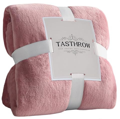 TASTHROW Rosado Manta Franela para Cama 150 x 200cm, Grande Suave Manta para Sofá Peluch, Ligera y Suave Manta Adecuada para Todas Las Estaciones