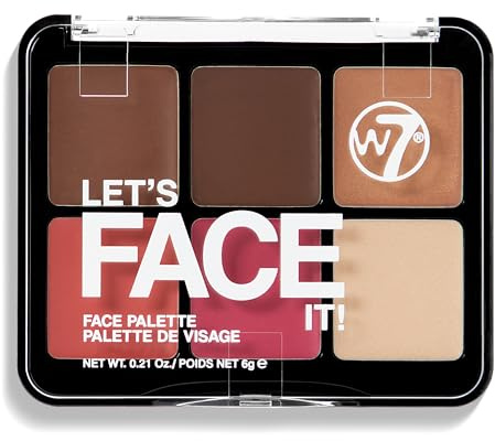 W7 Let’s Face It Cream Face Palette – Soft Glow - Palette Viso 6 Tonalità Bronzer, Blush & Highlight - Makeup Cremoso e Sfumabile
