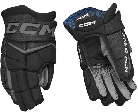 CCM JetSpeed FT880 Gants de hockey sur glace pour senior, noir/noir, 33 cm