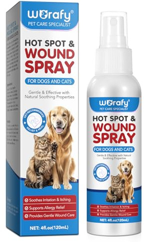 CiAIplw Hot Spot & Wound Care Spray for Dogs and Cats, Itch Skin & Allergy Relief Spray, Supports Skin Infections and Irritations for All Animals, 4 oz