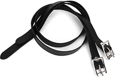 Luatoxry Sporreremmar, justerbara sporrar läderrem, 2 st förlängande sporre remset, Blcak sporre remmar med hål och rostfritt stålspänne för ridning, 50 x 1,8 x 0,8 cm