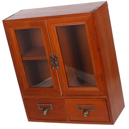 Alipis Armario de Pared para Almacenamiento Puertas Dobles Vintage de Madera Marrón y Fina Artesanía Gran Capacidad en Tocador o Embellecimiento del Hogar