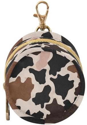 ElliTarr Pacifier Holder with Clip Pacifier Case for Diaper Bag Round Baby Pacifier Pouch Box Bag Portable Cow Skin Print Brown