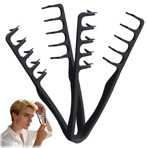 2 Pezzi Pettine Texture Nero – Pettine Volumizzante per Uomo e Donna, per Styling Rapido