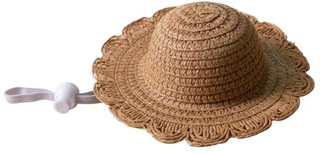 Sombrero in tessuto naturale, 14 x 4,5 cm, copricapo in paglia traspirante, accessorio regolabile, gite in spiaggia, protezione solare, feste in giardino, abiti per vacanze
