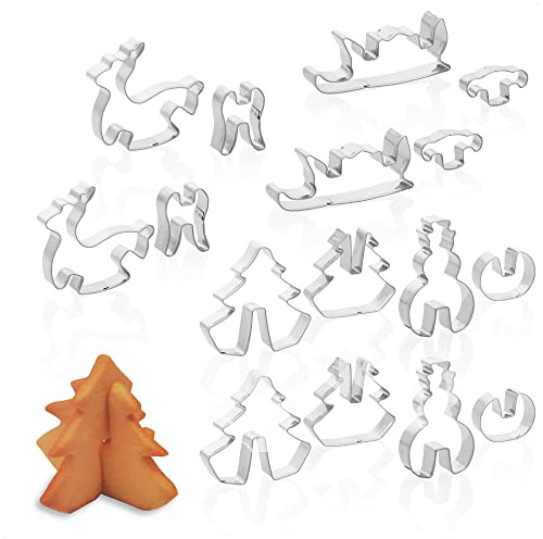 COM-FOUR® 16x Tagliabiscotti in acciaio inossidabile, Stampi per biscotti