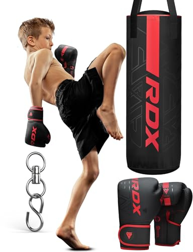 RDX Niños Saco de Boxeo 2ft para Entrenamiento, Junior Kara Bolsa de Boxeo para Muay Thai, MMA, Sparring, Kick Boxing, Artes Marciales, Punching Bag Set