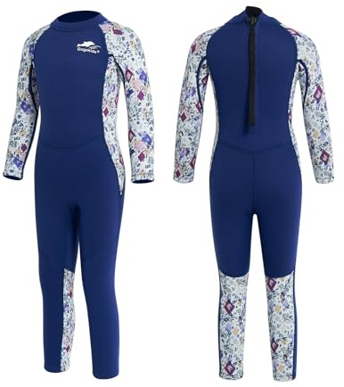 Gogokids Combinaison Neoprene Enfants Combinaison de Plongée Filles - 2.5mm Néoprène Maillot de Bain Manches Longues Une Pièce UPF 50+ pour Plongée Natation, XXL