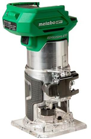 Metabo HPT 18V MultiVolt Cordless Trim Router | Tool Only - No Battery | Variable Speed Brushless Motor | Lifetime Tool Warranty | 1/4-Inch and 3/8-Inch Collets Included | M1808DAQ4