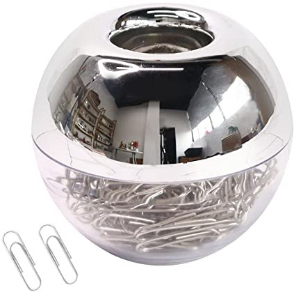 100 Stück silberfarbene Büroklammern in runder Büroklammer-Halter, Büroklammernhalter für Schreibtisch, 28 mm Clipspender, Magnetklammern, Organizer, Planer, Zubehör für Schule, Büro