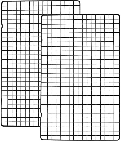 Tebery 2-pack svarta kraftiga matlagningsställ i trådar, non-stick bakning och kylgaller för rostning, matlagning, grillning, torkning – 40 cm x 25 cm