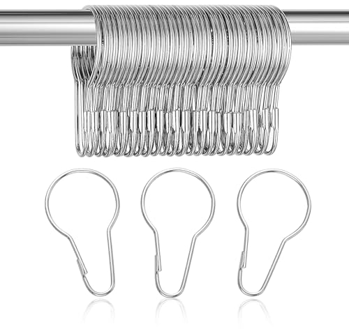 40 Stück Duschvorhangringe, Duschvorhang Haken Duschvorhang Ringe Edelstahl Rostfrei Duschvorhang Aufhängeringe Leicht Gleitende Duschvorhanghaken Für Duschvorhangstange Kleiderstange(Silber)