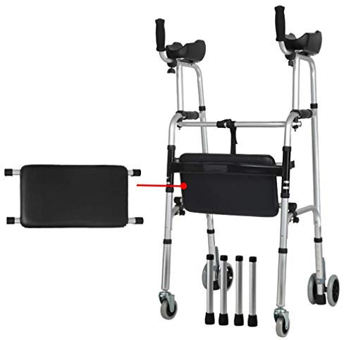 Aide à la Marche Déambulateur Debout pour Personnes âgées avec siège de Baignoire avec 2/4 Roues Cadre de Marche Pliable en Aluminium léger adapté aux Parents âgés handicapés, Style B1 (Style B2)