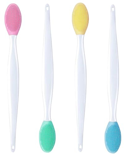 Silikon Peeling Lippenpinsel, 4 Pcs Silikon Lippenbürste Doppelseite, Nase Saubere Bürste, Weicher Lippenpinsel, Mitesser Bürsten