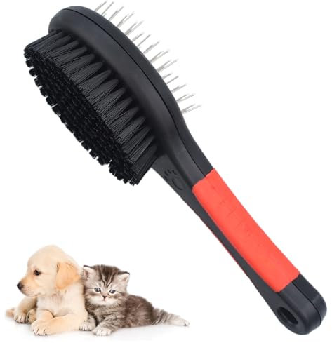1 Stück Hundebürste,Katzenbürste,Katzenbürste,Hundebürste Kurzhaar,Hundebürste Langhaar,Hunde Bürste,Bürste Hund,Katzenhaarbürste,2 in 1 Doppelbürste für Hunde und Katzen,Groß (22cm*6.5cm)
