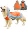 Hunderegenmantel Wasserdicht, Verstellbarer Regenmantel Hund mit Reflexstreifen und Kapuze, Regenjacke Hund für Outdoor Wandern, Regencape Hunde für Kleine, Mittelgroße und Große Hunde (Orange, XL)
