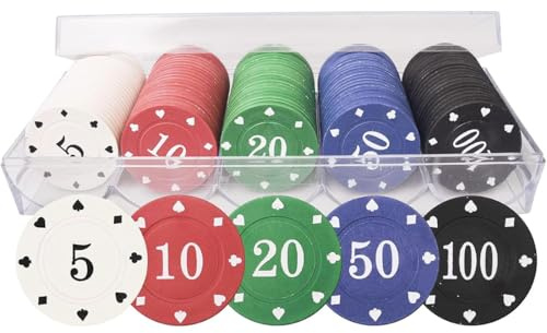 100 Pièces Jetons de Poker, Poker Chips avec Valeurs Nominales, Jetons Poker Accessoires de Fête pour Soirées de Jeux, Jetons de Casino pour Poker, Blackjack et Jeux