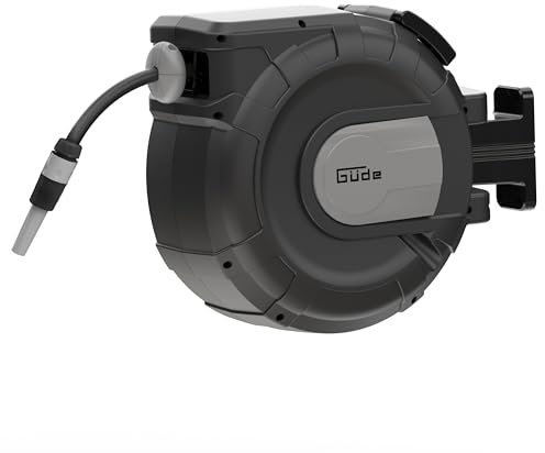 Güde Automatik Schlauchtrommel 30-2-2 1/2 (180° schwenkbar, zur Wandmontage, 30 m Schlauch, Wasserspritze, Wandhalterung, Einzugsautomatik, Einzugsstopp, Tragegriff, 2 Schnellverschlusskupplungen)