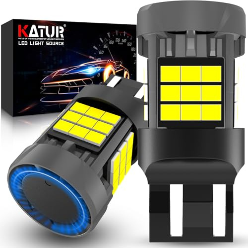 KATUR Lampadina 7443 T20 LED, Canbus 500% luminosità 3000LM 6000K Bianco Xeno con Ventola di Raffreddamento LED W21/5W 992 7443A Luci Diurne Luci Freno Indicatori di Direzione, 2PCS