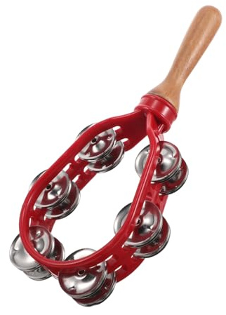 HANABASS Campanello Manico Di Legno Strumento Musicale Per Ragazzo Ragazza Ragazza Strumento Percussione Campanello Mano Bastone Forma Di Zucca Rossa Giocattolo Musicale Portatile Per