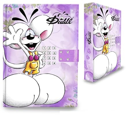 DIDDL - Journal Secret Digicode Diddl - Carnet Verrouillable à Code et Musique - Couverture Violette à Paillettes - Idéal Pour Confidences - Cadeau Fille - 3 Piles Incluses