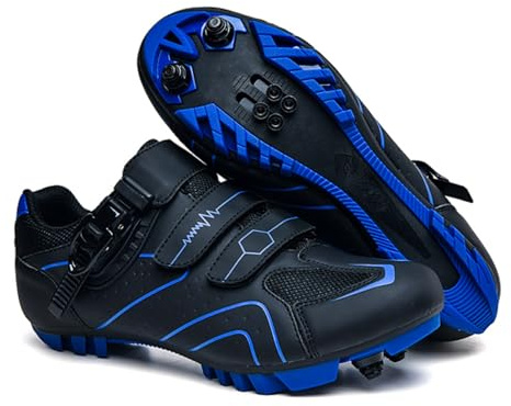 Mateju Zapatillas Ciclismo MTB Hombre Mujer, 36-47 EU Zapatillas Bicicleta de Montaña Hombre con Calas Respirables Antideslizantes para Deportes al Aire Libre (568 Azul,38)