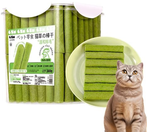 Kattgräs tandsprickningspinne – 60 st kattgräs godis | Caat Graass Sticks Molar Rod | Ätbara leksaker husdjurstillbehör för kattunge vård hälsosam borttagning öka aptiten dålig andedräkt inomhuslek