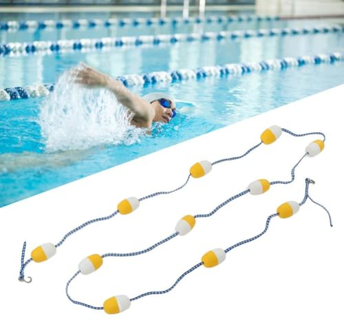 Professionellt kit för pool säkerhet flytfältsavdelare 96 m gult och vitt simrep med 2 hållbara krokar perfekt för poolträningstävlingar djupa och grunda ändar.