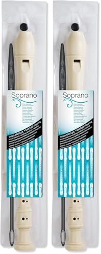 Maped - Flûte Plastique au Doigté Baroque - Flûte à Bec Soprano pour Apprendre la Musique - avec écouvillon plus Étui plus Fiches d'instruction - Démontable (Lot de 2)