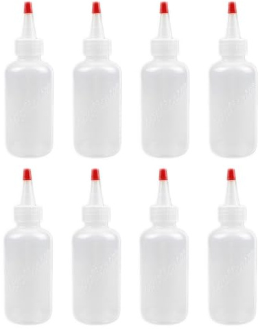 JOINPAYA Botellas Exprimibles de Plástico Ldpe 120 Ml (8 Unidades) Punta Fina para Pegamento y Manualidades, Dispensador Transparente de Precisión para Artes y Trabajos Creativos