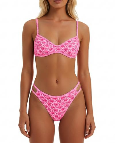 JTSONN Ensemble Bikini pour Femme Sexy Taille Basse Bikini à Lacets Été Maillot de Bain Dos Nu Deux Pièces Motif à Pois Swimsuit Style Bohème Motif à Carreaux Ensembles Bikini