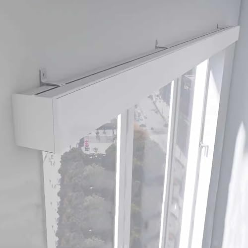 3 till 7 m järnvägsspår för vägg, metalllåda kapppanel, badrum lägenhet integritet stavar, burspråksfönsterstång set (vit, 350 cm/11,5 fot)