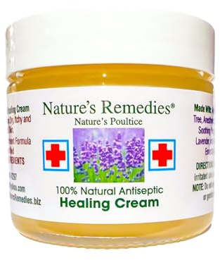 100% Natural Antiseptic Healing Cream Heals and Soothes Infected Skin, Bed Sores, Pressure Sores, Wounds, Painful Ulcers, Itching, Scrapes, Rashes, Cuts, Burns, Poison Ivy, Eczema, Psoriasis 2 ounce