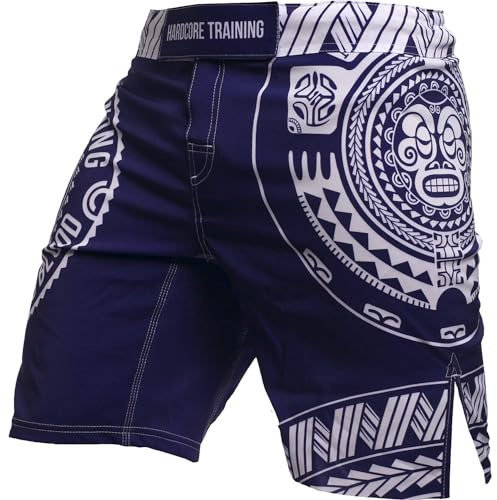 Hardcore Training Fight Shorts Män Boxning MMA Combat BJJ Grappling Fitness Muay Thai Kickboxning No Gi Kickboxing (DE/NL/SE/PL, Alfa, M, Regelbunden, Regelbunden, Blå Vit)
