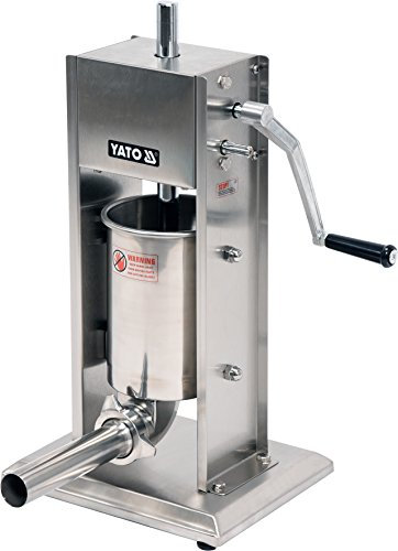 YATO Profi Industrie Wurstfüllmaschine Edelstahl mit 2-Gang-Getriebe, Handkurbel, Entlüftungsventil, 4 Fülltüllen, Auswahl 3kg, 5kg, 7kg, 15kg Wurstfüller Wurstspritze Wurstpresse Gastro (5 Liter)