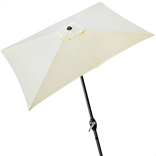 Aktive 53877 Parasol rectangulaire, parasol terrasse, auvent, 3 x 2 m, parasol de jardin, couleur crème, mât en aluminium, 300 x 200 cm