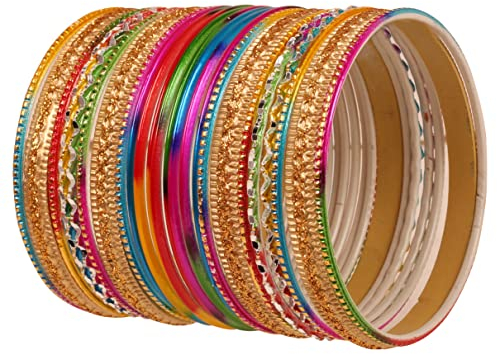 Touchstone Wunderschöne Regenbogen Armreif CollectionIndische Bollywood bunte Armreifen Armbänder für Damen 2.62 Set 2 Multicolor-1
