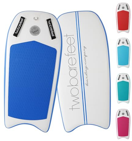 Two Bare Feet 44 Inflatable Bodyboard – Lightweight & Portable Boogie Board with EVA Deck – for Adults & Kids, Perfect for Wave Riding & Beach Fun (Blue (Board Only)