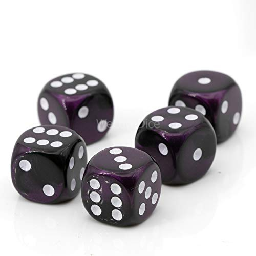 W6 Würfel lila schwarz/weiß - Made in Germany! - 5Stk
